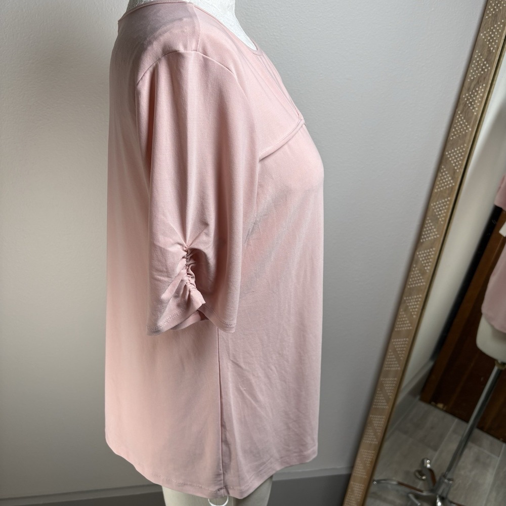 NWT*I Perception Concept Womens XL Pink Cutout Top Coquette Ruched Sleeve - Picture 11 of 14